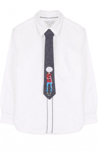 Комплект из хлопковой рубашки и галстука с принтом