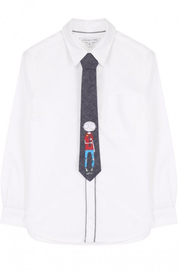 Комплект из хлопковой рубашки и галстука с принтом