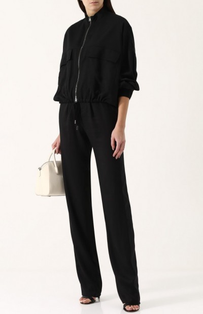 Бомбер свободного кроя с воротником-стойкой