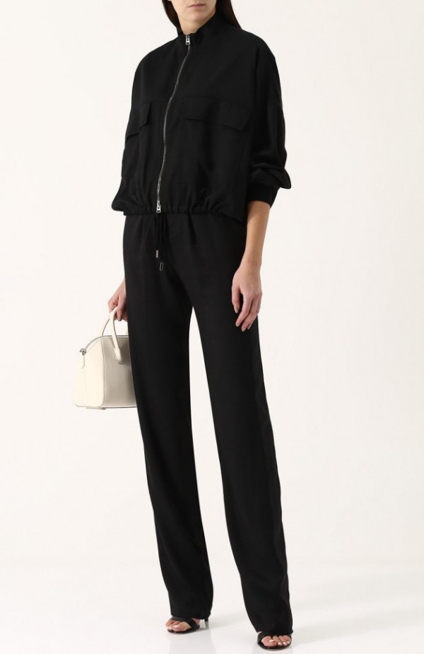 Бомбер свободного кроя с воротником-стойкой