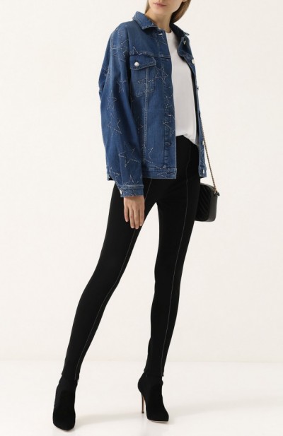Джинсовая куртка свободного кроя с потертостями