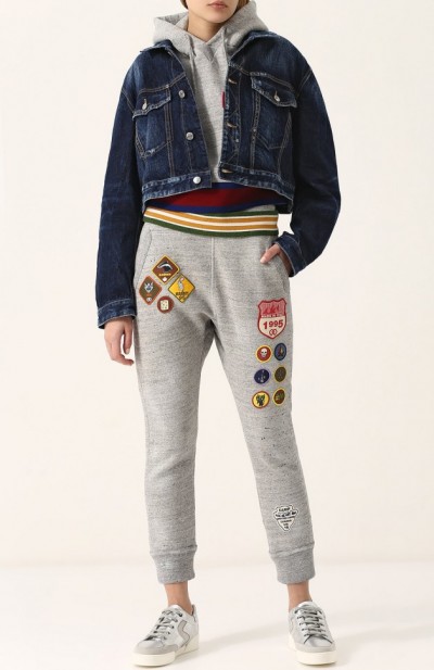 Укороченная джинсовая куртка с потертостями 1