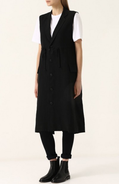 Удлиненный льняной жилет