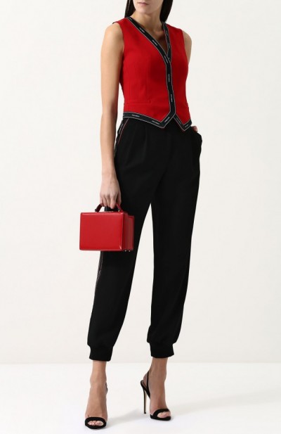 Шерстяной жилет с принтованной спинкой