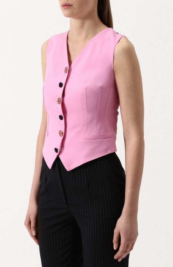 Шерстяной жилет с шелковой принтованной спинкой