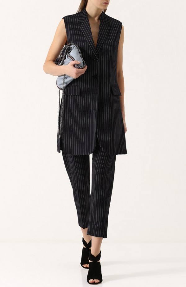 Шерстяной жилет свободного кроя в полоску