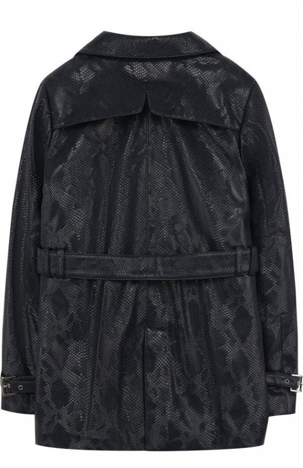 Двубортный плащ с фактурной отделкой и поясом