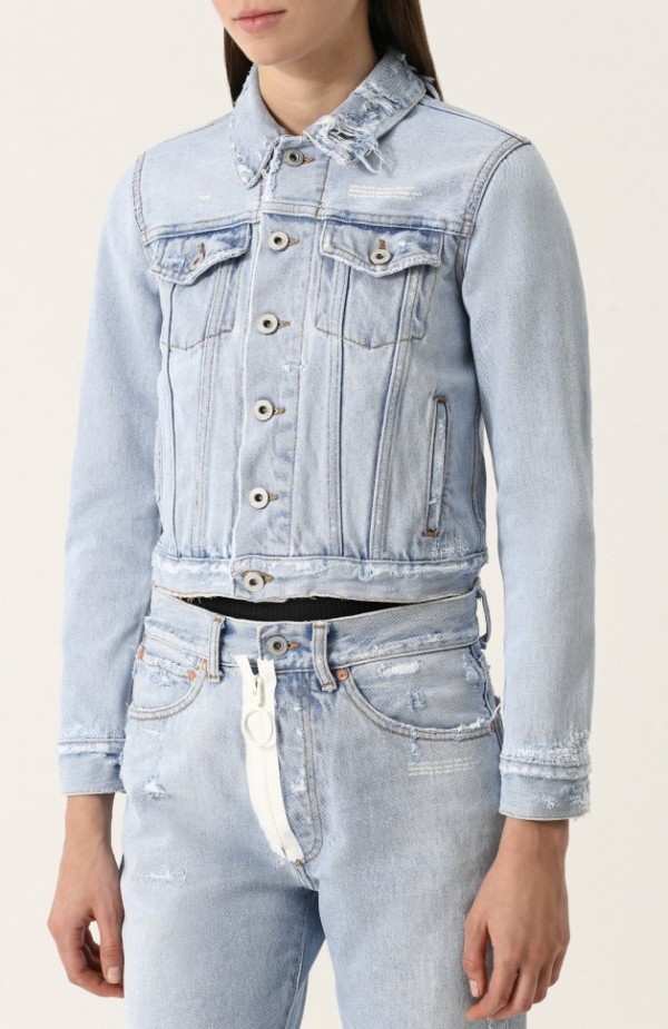 Джинсовая куртка с потертостями 1